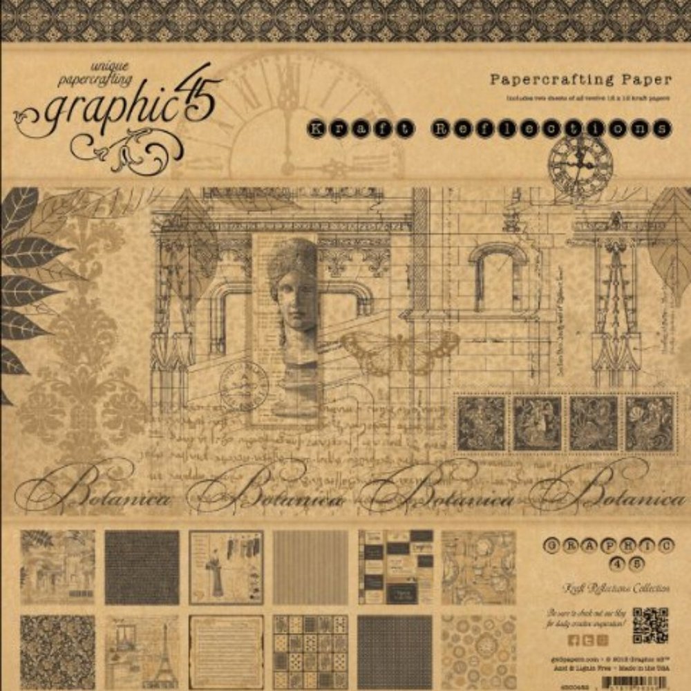 Graphic 45 Kraft Reflections 6" x 6" Scrapbook Card Making Paper Pad 24 Sheets